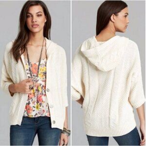 Free People Cream Oversized Slouchy Cable Knit Cardigan | XS